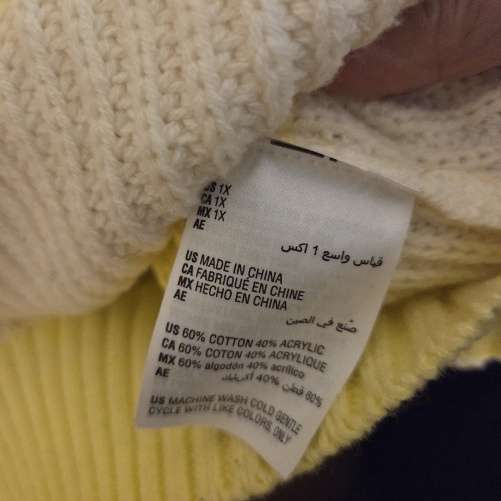 Style & Co. Yellow and White Striped Cowl Neck Sweater - Picture 4 of 4